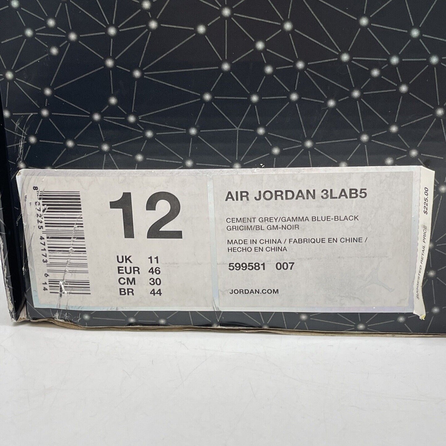 Size 12 - Air Jordan 5 Retro 3Lab5 Black Grey Suede Blue Leather (599581-007)