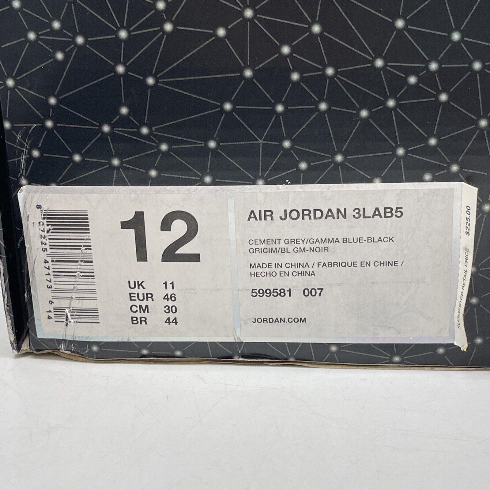 Size 12 - Air Jordan 5 Retro 3Lab5 Black Grey Suede Blue Leather (599581-007)