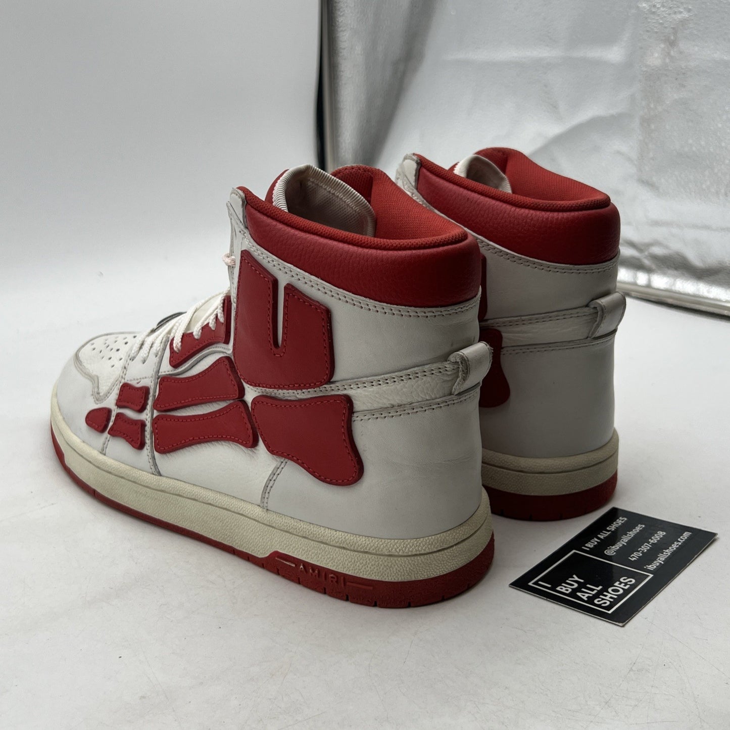Size 12 - AMIRI Skeleton Top High White / Red Skeleton Sneakers