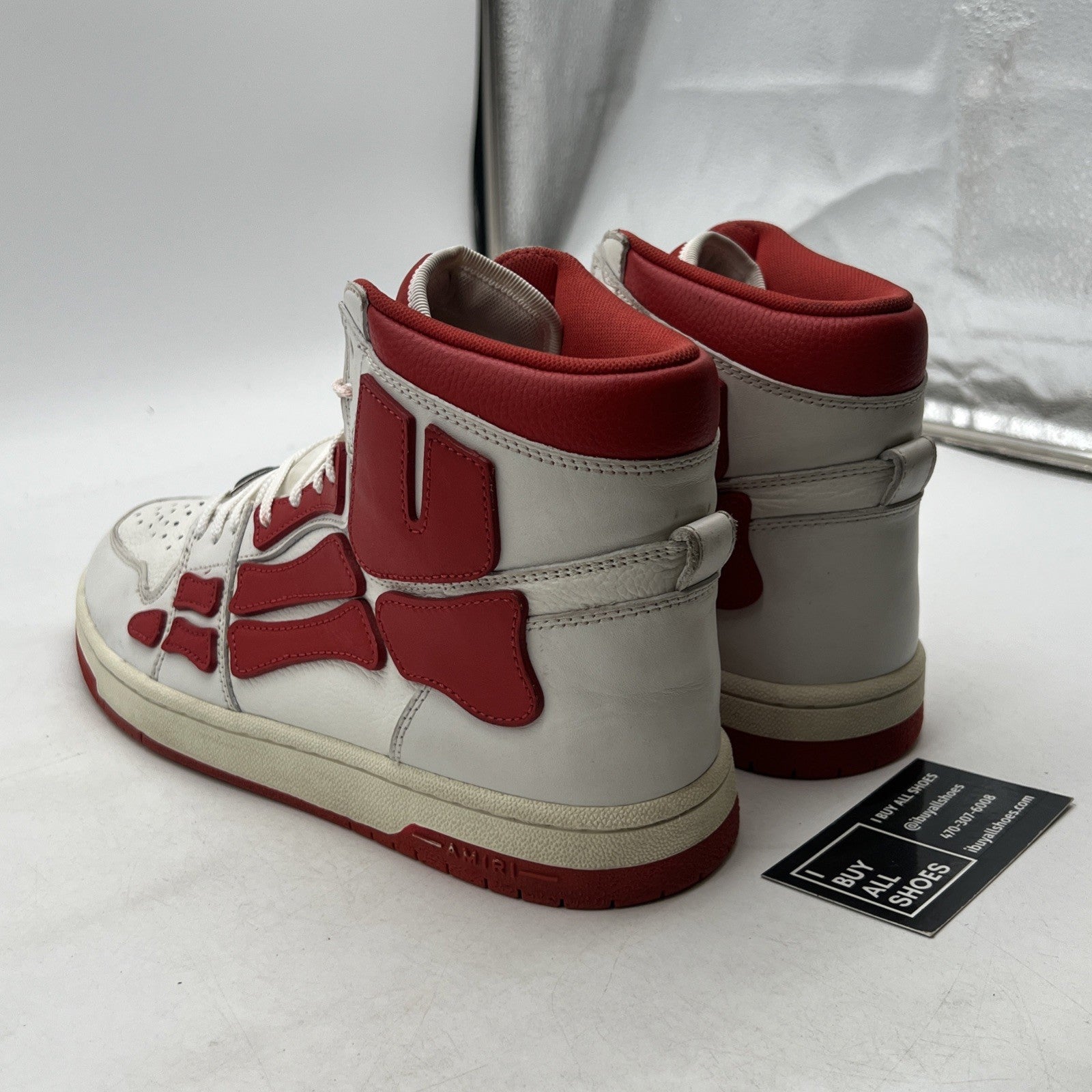 Size 12 - AMIRI Skeleton Top High White / Red Skeleton Sneakers