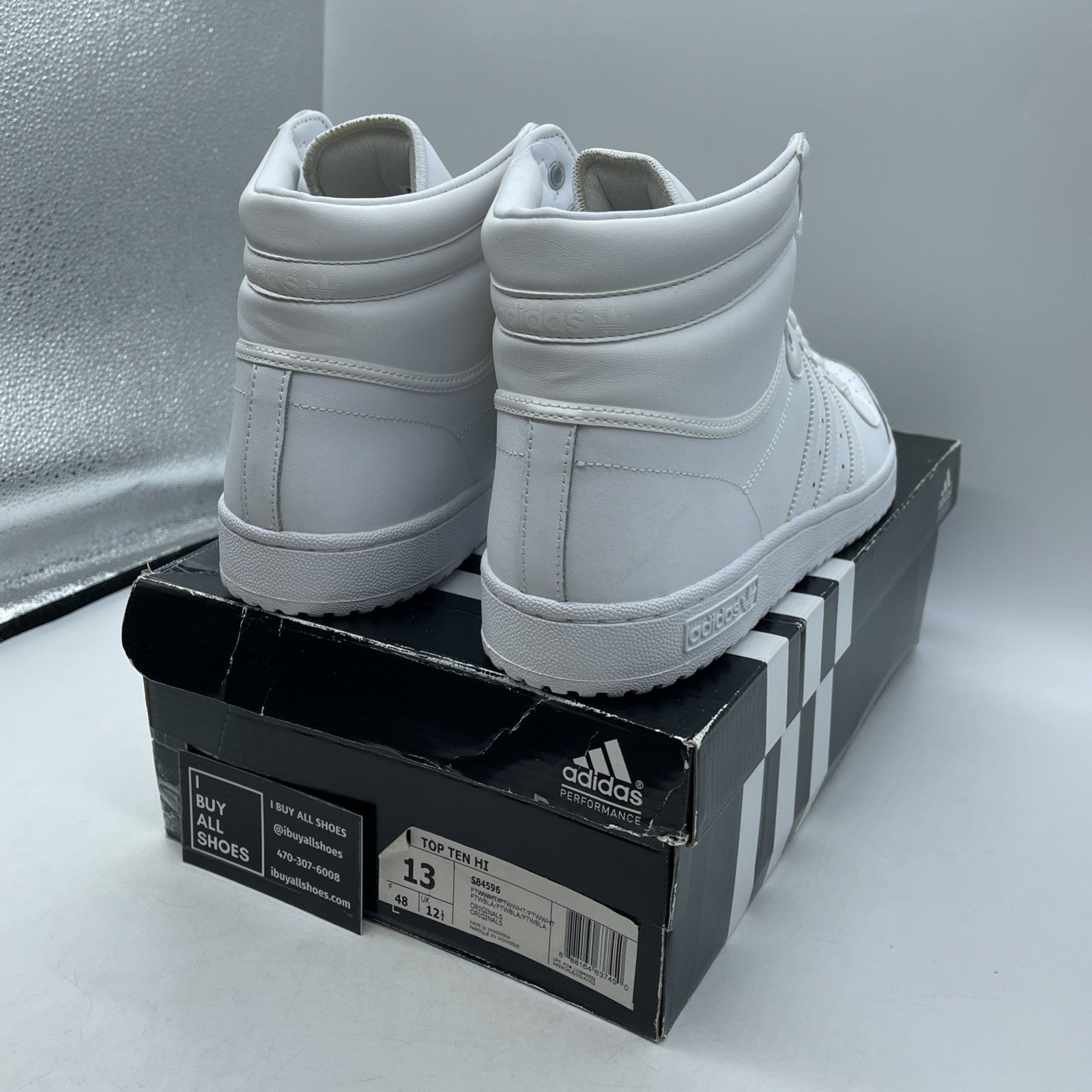 Size 13 - Adidas Top Ten High Triple White (S84596)