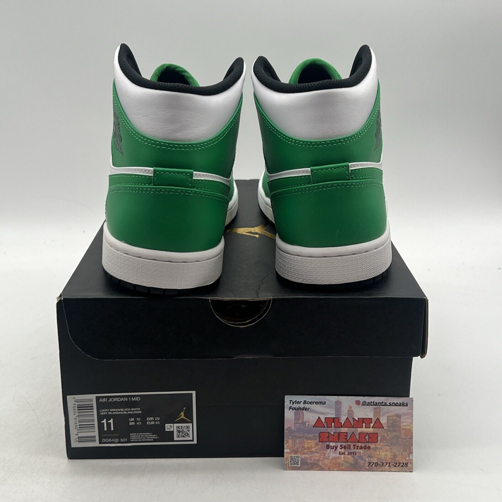 Size 11 - Air Jordan 1 Mid Lucky Green White Black Leather (DQ8426-301)