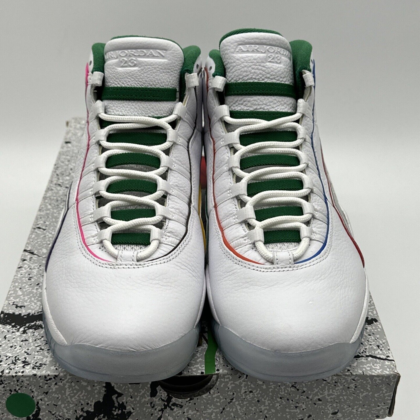 Size 12 - Jordan 10 Retro Wings 2020 White Leather & Silver Shiny Green Icy Sole