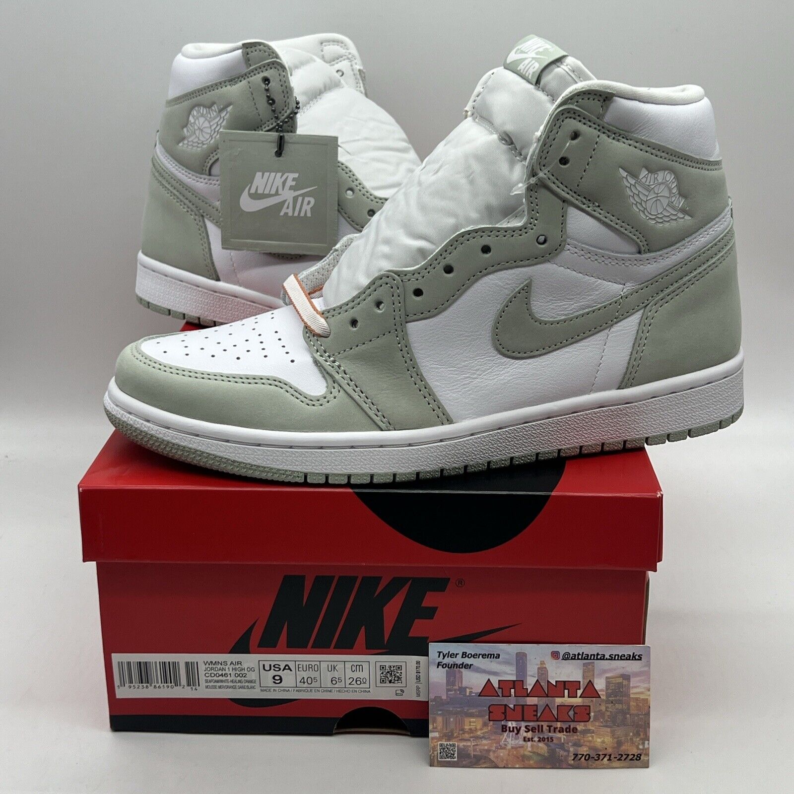 Wmns Air Jordan 1 Retro High OG “Seafoam” W Size 9 Brand New Og All White