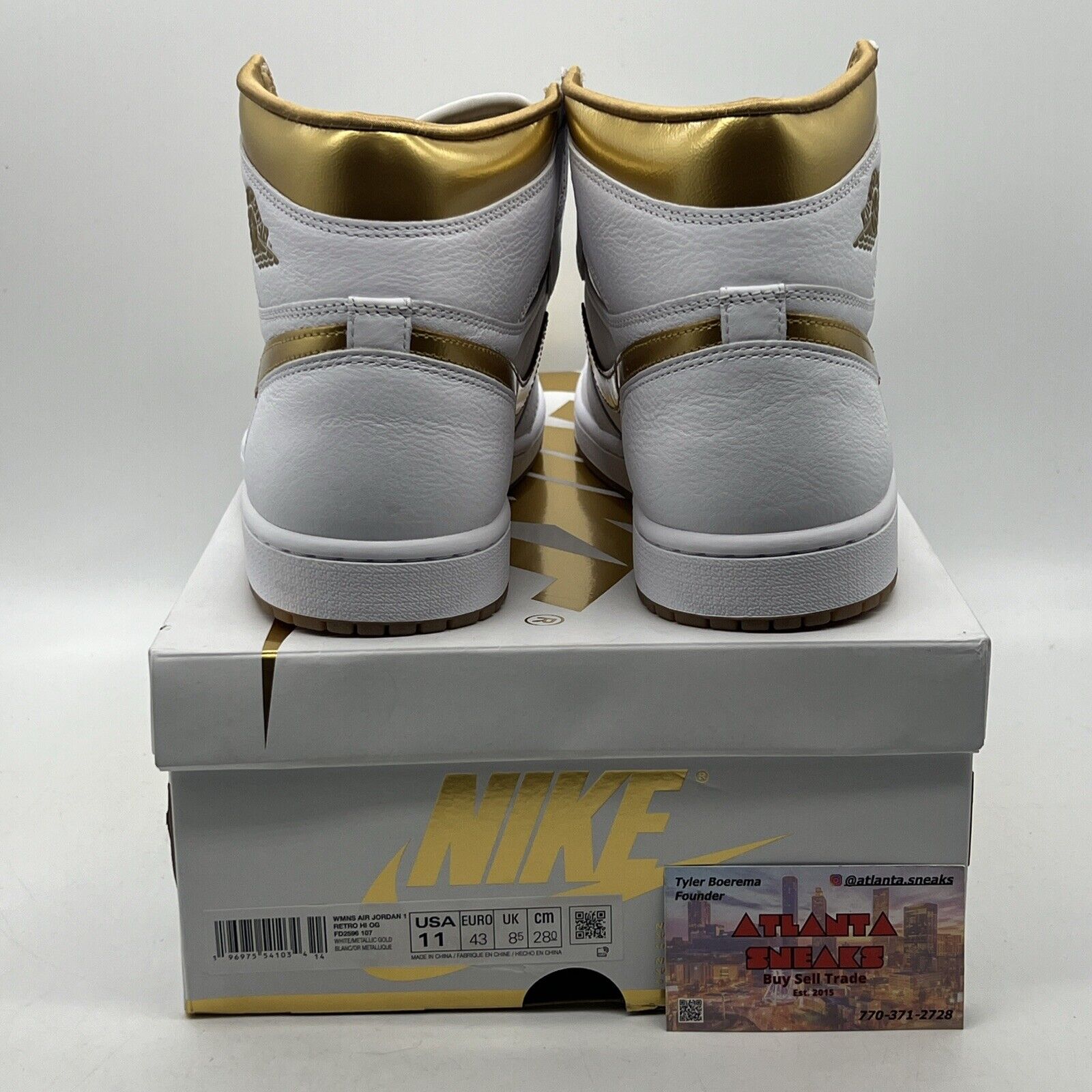 Size 11 - Air Jordan 1 Retro OG High Metallic Gold W Leather White (FD2596-107)