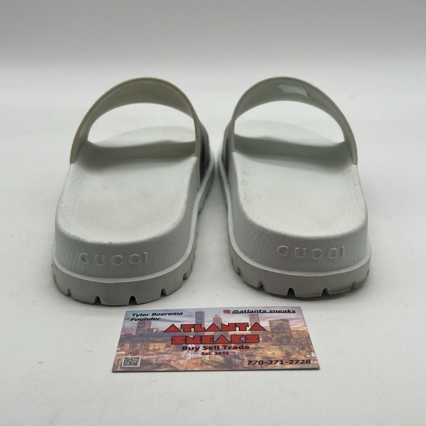 Size 6.5 - Gucci Auth Men White Rubber Pool Slides Sandals