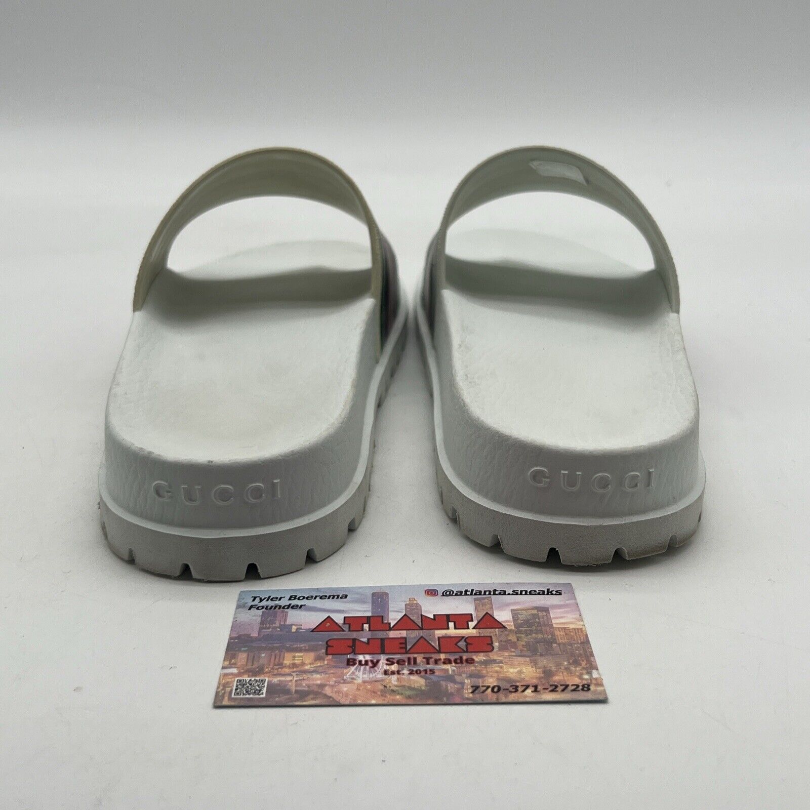 Size 6.5 - Gucci Auth Men White Rubber Pool Slides Sandals