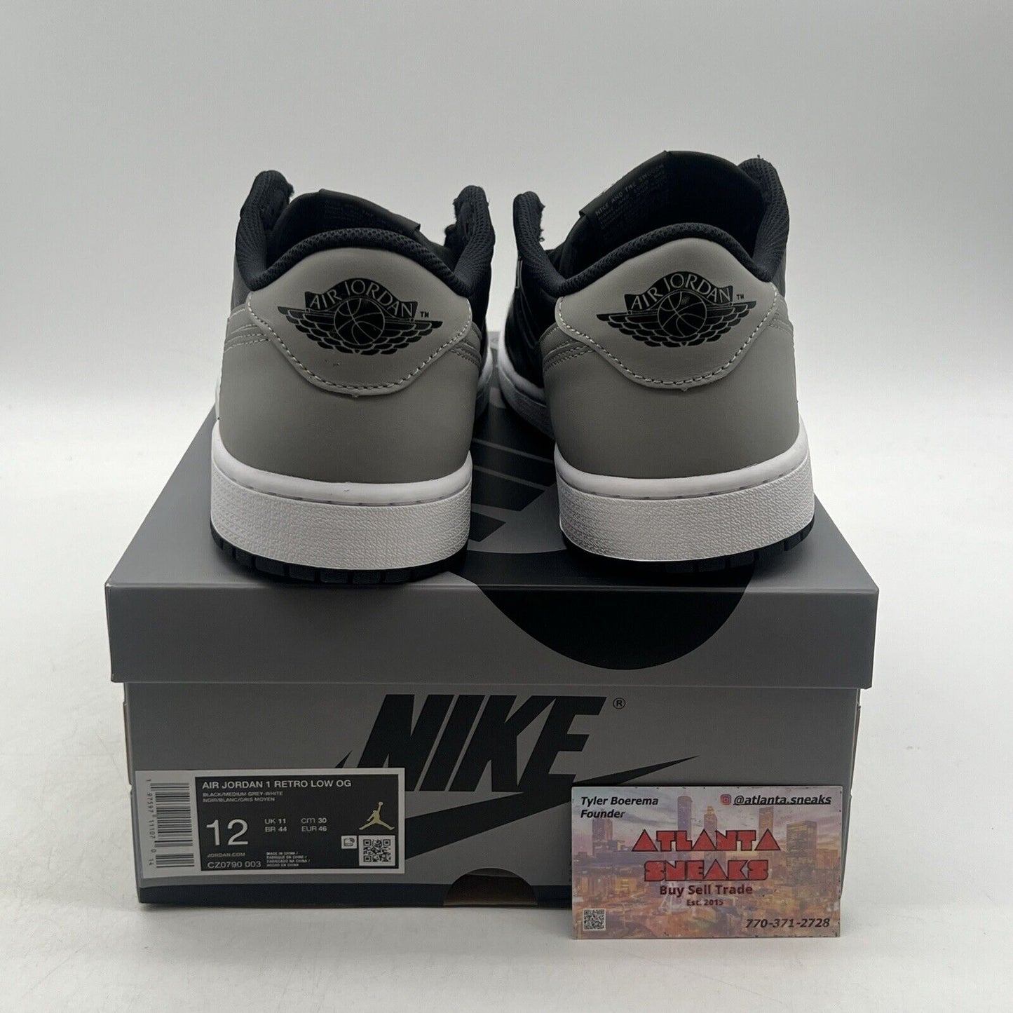 Size 12 - Air Jordan 1 Retro OG 2024 Low Shadow Black Leather (CZ0790-003)