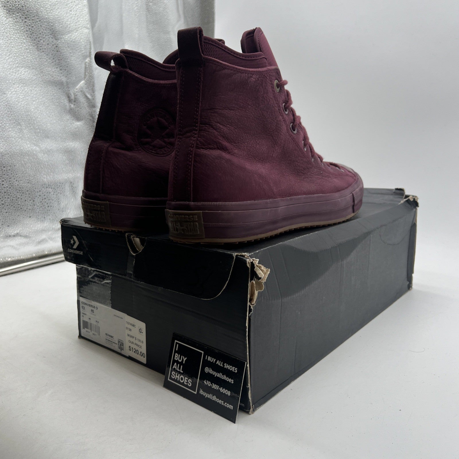 Size 13 - Converse Chuck Taylor All Star Waterproof High Dark Sangria (157458C)