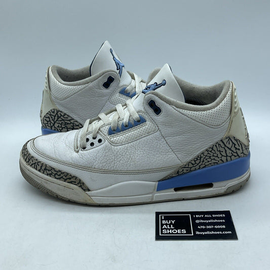 Size 12 - Jordan 3 Retro Mid UNC White Blue Grey Leather Suede (CT8532-104)