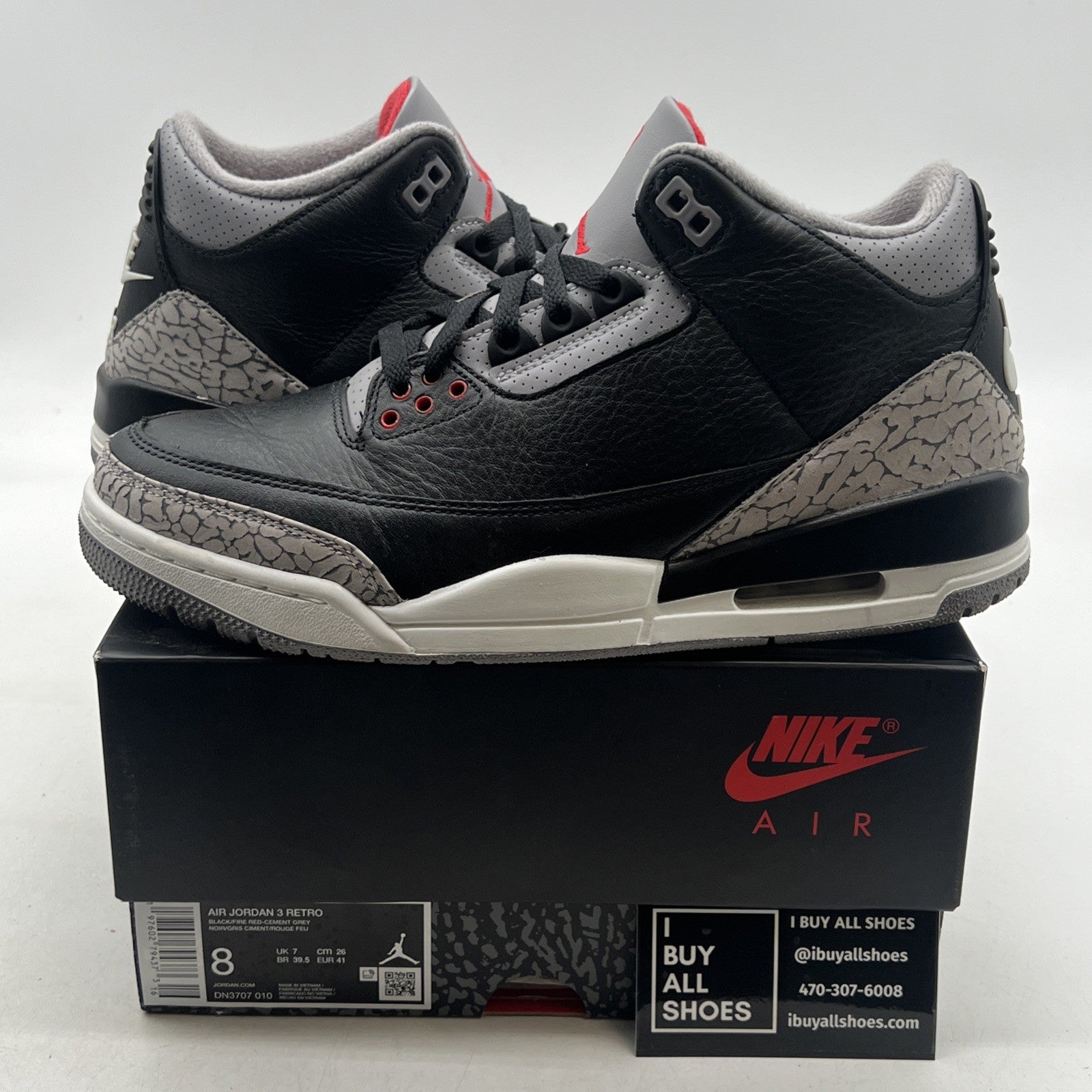 Size 8 - Air Jordan 3 Retro OG 2024 Black Cement (DN3707-010)