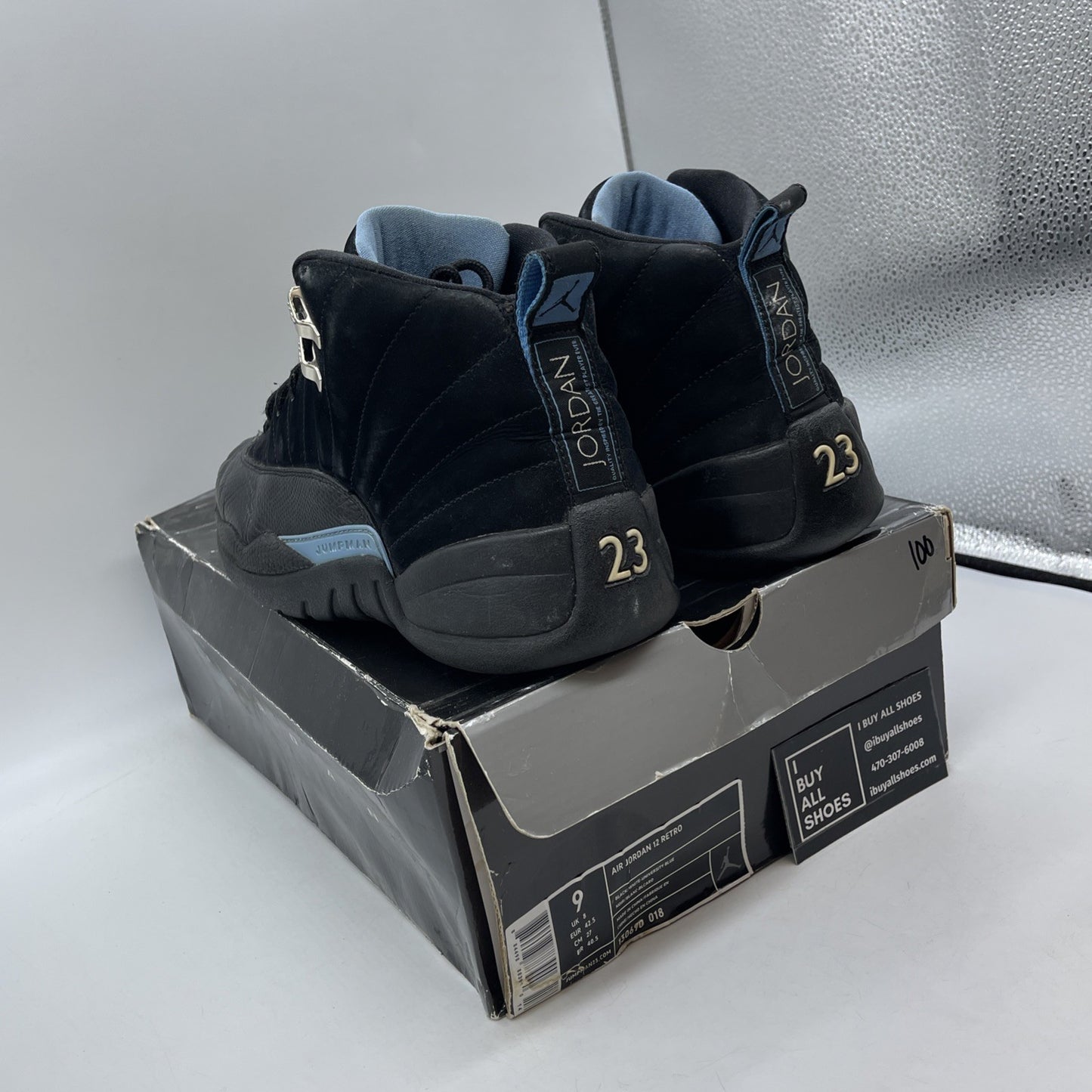 Size 9 - Air Jordan 12 Retro 2009 Nubuck Black Suede Leather (130690-018)