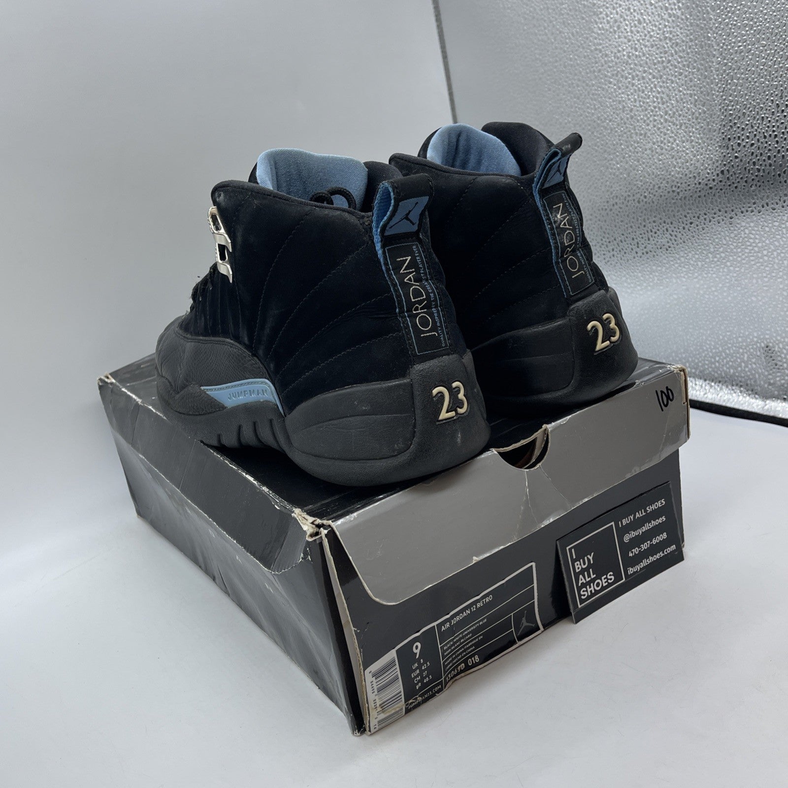 Size 9 - Air Jordan 12 Retro 2009 Nubuck Black Suede Leather (130690-018)