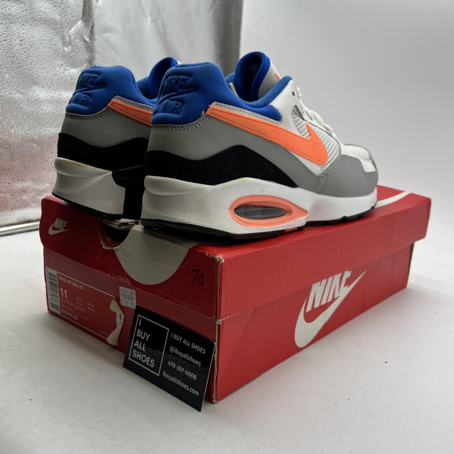 Size 11 - Nike Air Max ST White Grey Mango (652976-100)