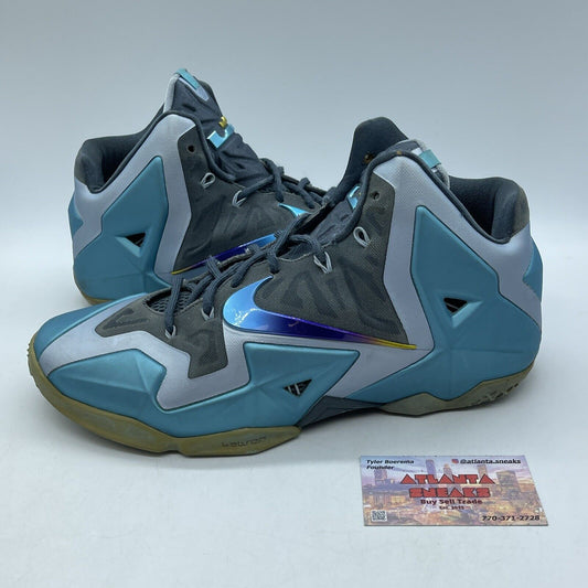 Size 11.5 - Nike LeBron 11 Armory Slate Blue Grey Black Suede (616175-401)