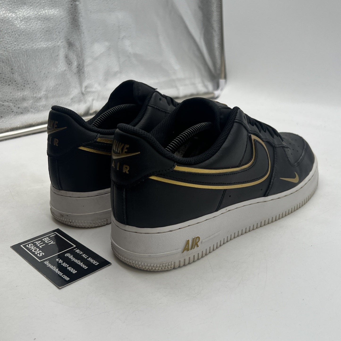 Size 10.5 - Nike Air Force 1 '07 LV8 Metallic Swoosh Pack - Black (DA8581-001)