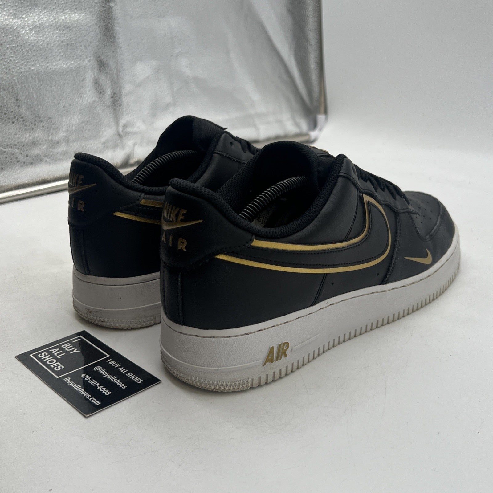 Size 10.5 - Nike Air Force 1 '07 LV8 Metallic Swoosh Pack - Black (DA8581-001)