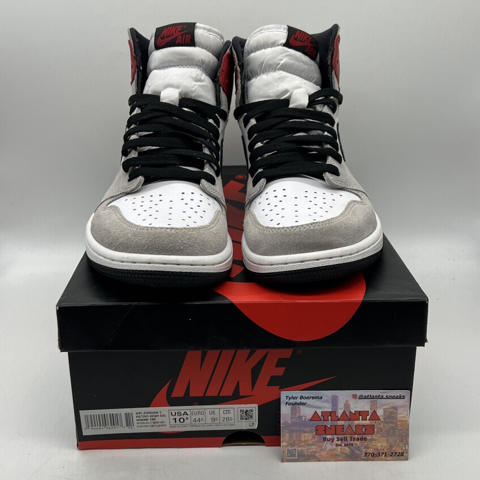 Size 10.5 - Jordan 1 Retro High OG Smoke Gray 2020 Black White Grey Red Leather