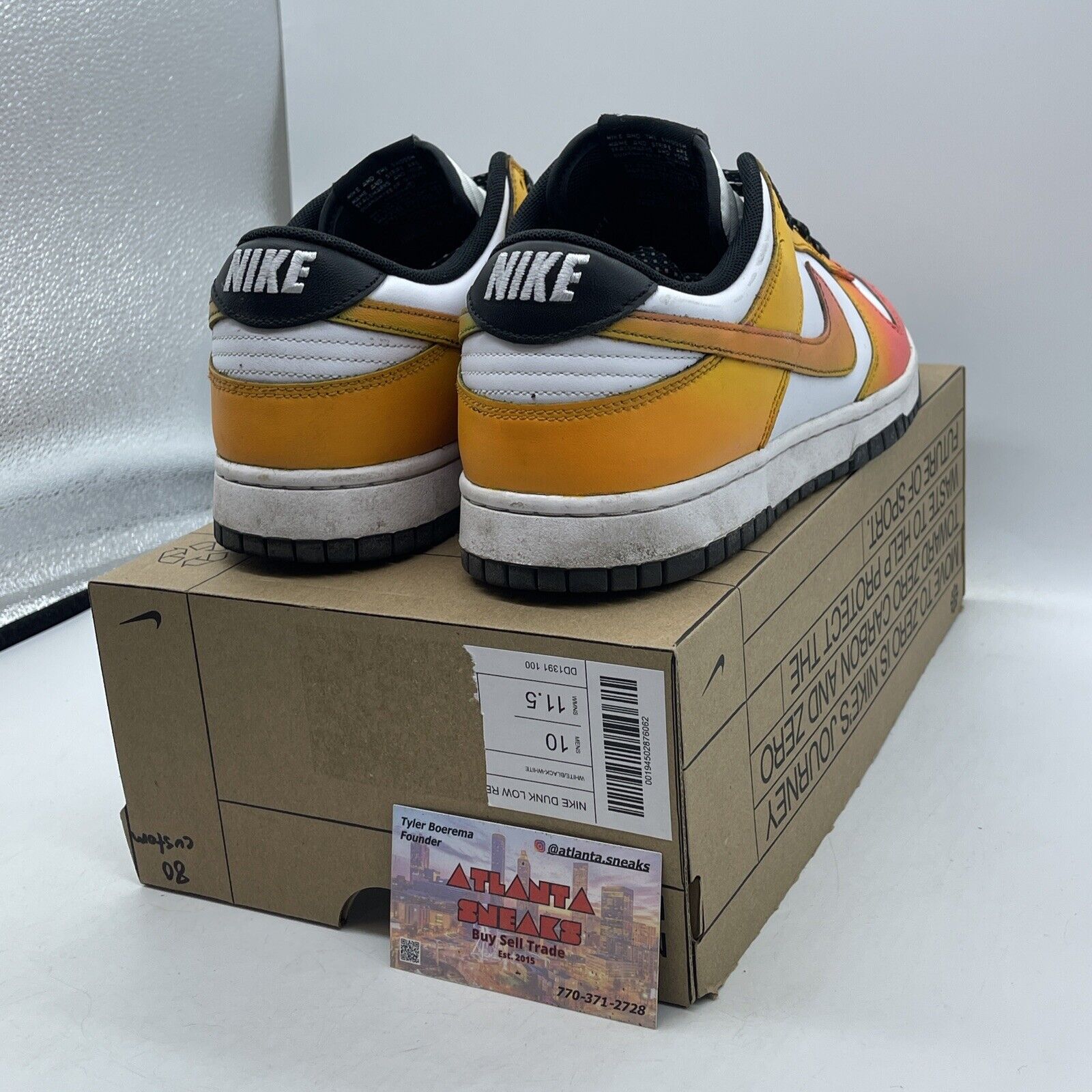 Size 10 - Nike Dunk Low Black White Yellow Pink Leather Custom* (DD1391-100)