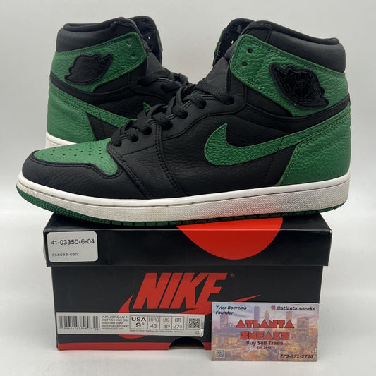 Size 9.5 - Jordan 1 Retro OG High Pine Green 2.0 Black White Green Red Leather