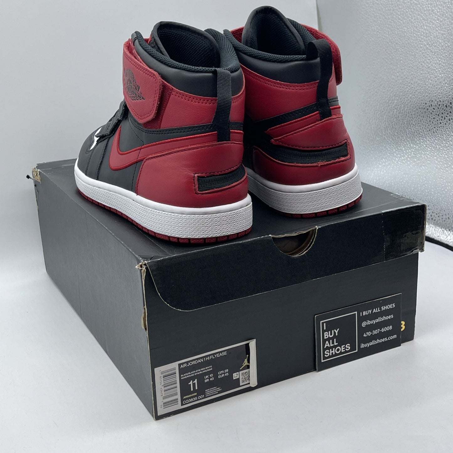 Size 11 - Air Jordan 1 FlyEase High Black Toe White Leather (CQ3835-001)
