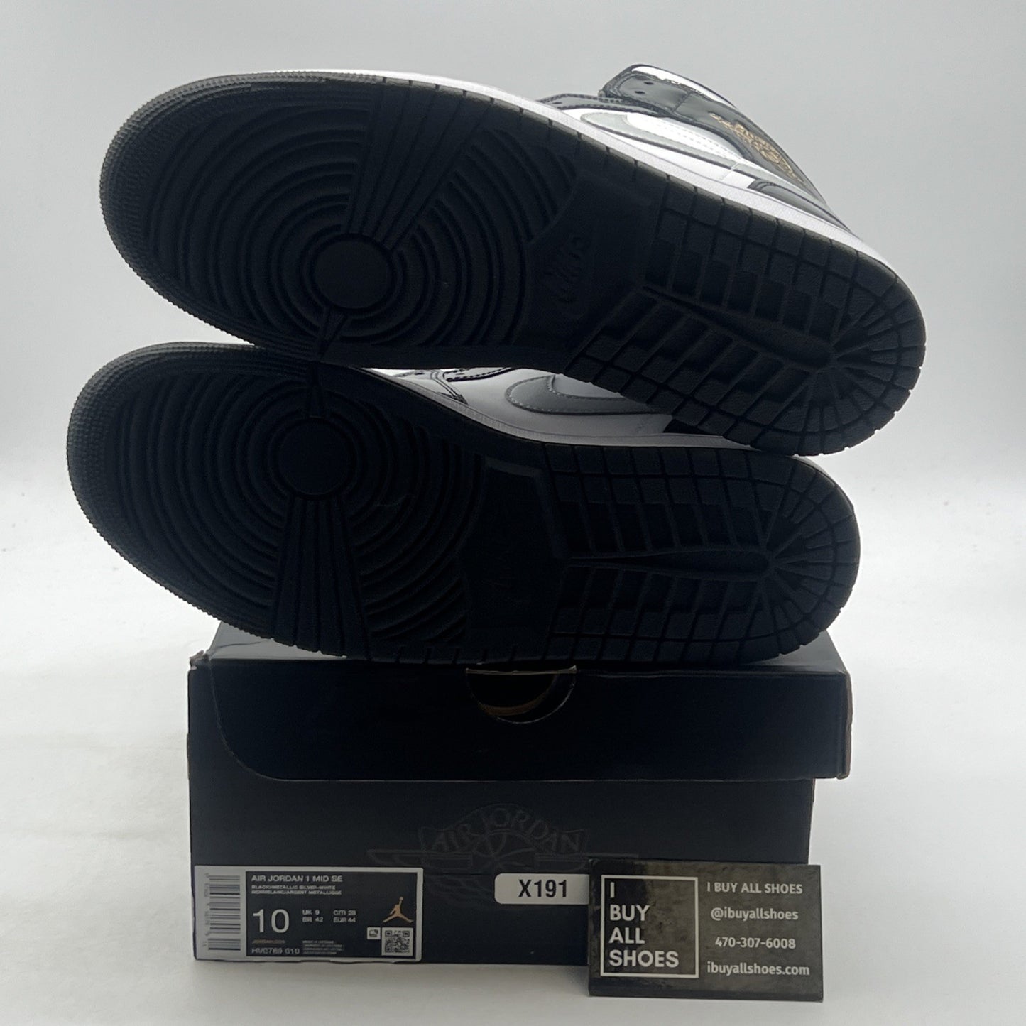 Size 10 - Air Jordan 1 SE Mid Black White Metallic Silver (HV0789-010)
