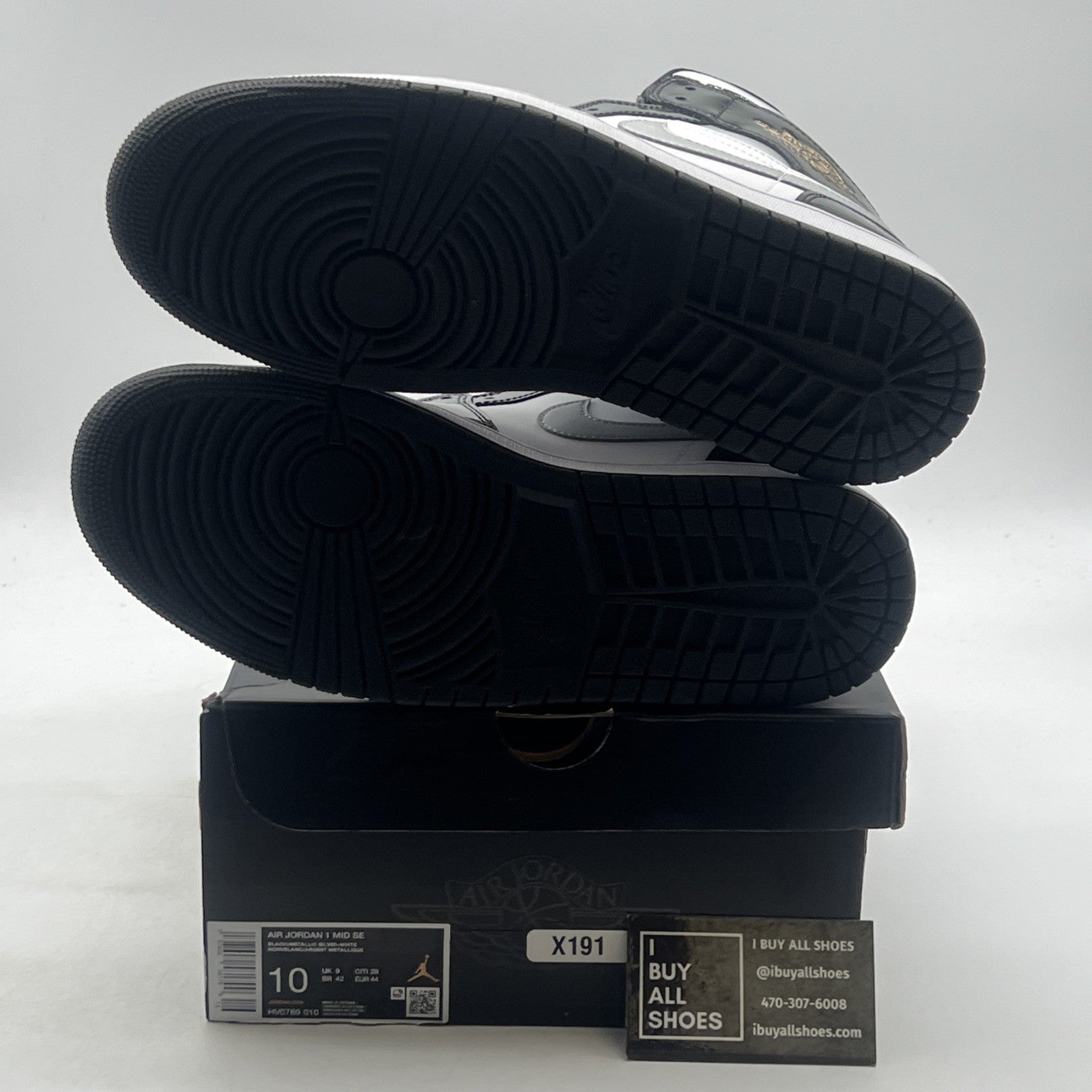 Size 10 - Air Jordan 1 SE Mid Black White Metallic Silver (HV0789-010)