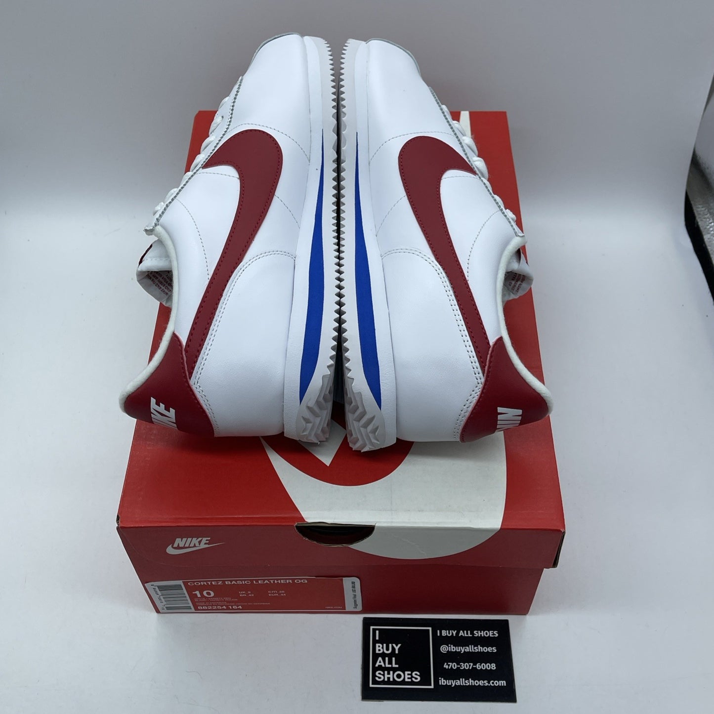 Size 10 - Nike Cortez Basic Leather OG Forrest Gump White Leather (882254-164)