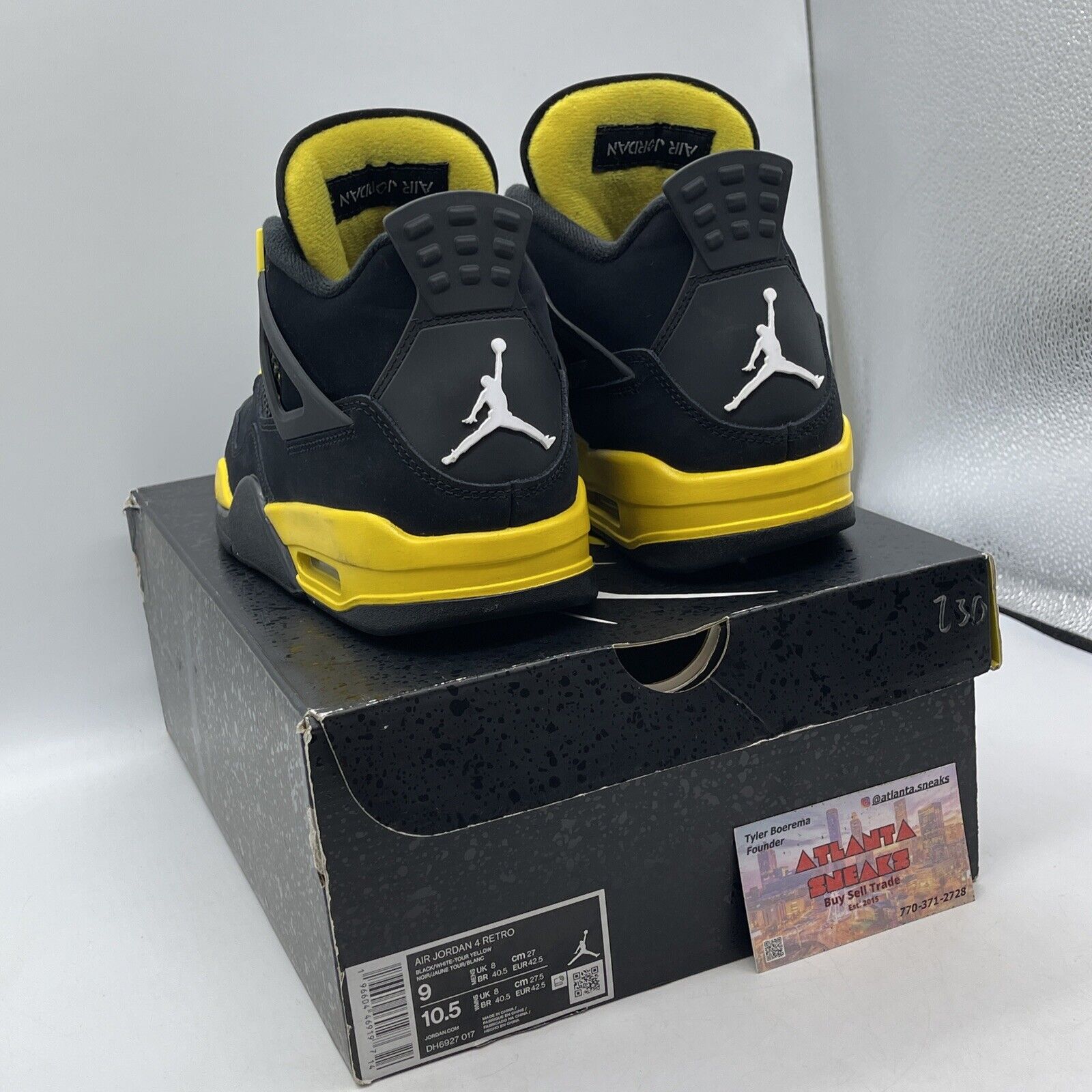 Size 9 - Jordan 4 Retro Mid Thunder Yellow Leather Black Suede (DH6927-017)