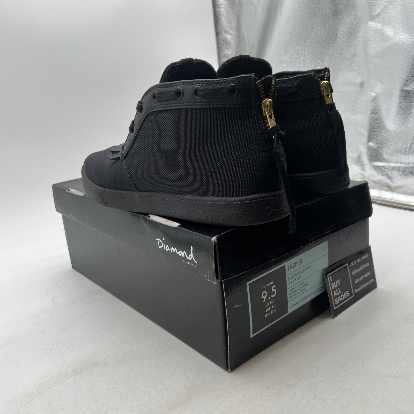 Size 9.5 - Diamond Supply Co x IBN Jasper Triple Black (A14-F107)