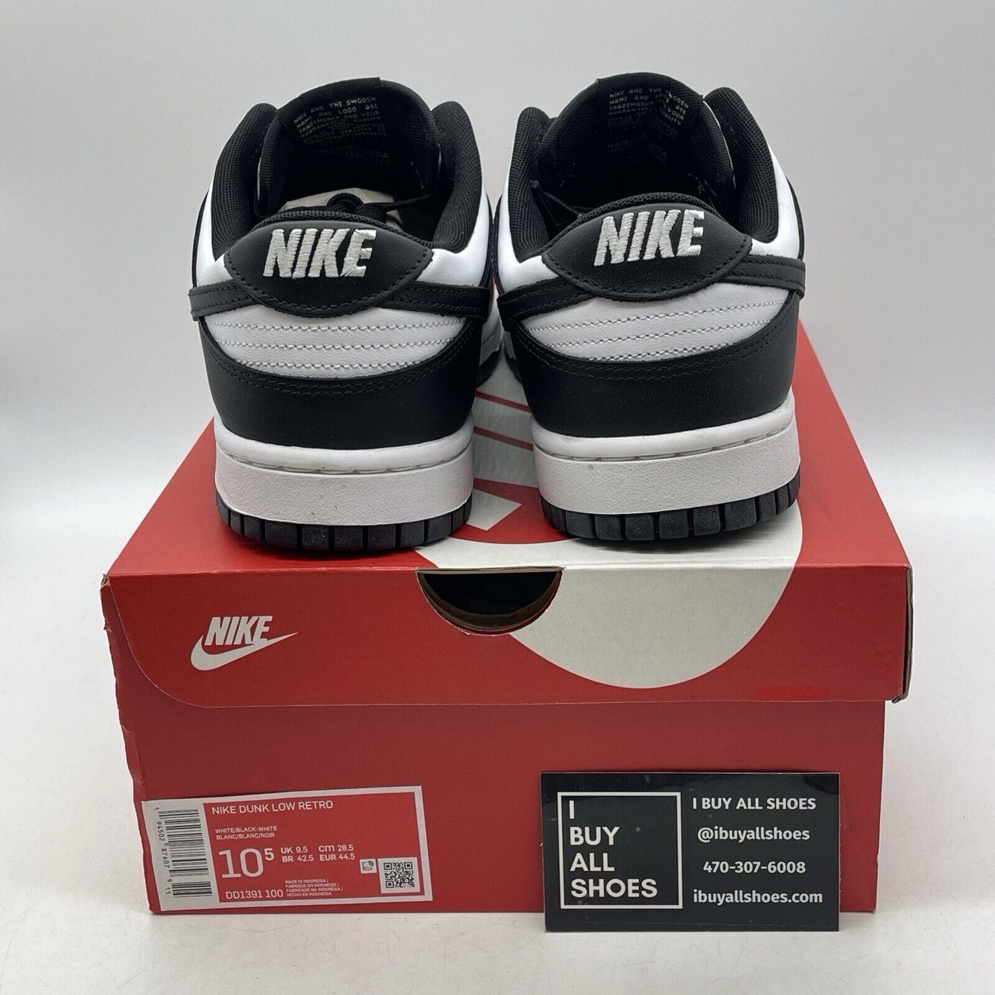 Size 10.5 - Nike Dunk Low Black White Suede Leather. (DD1391-100)