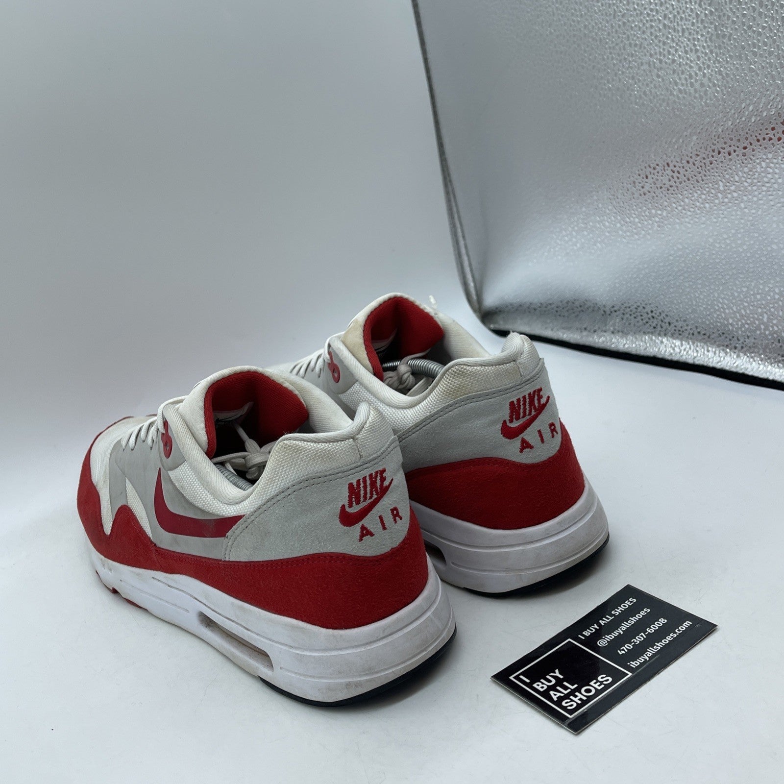 Size 14 - Nike Air Max 1 Ultra 2.0 Air Max Day Grey Red Suede (908091-100)