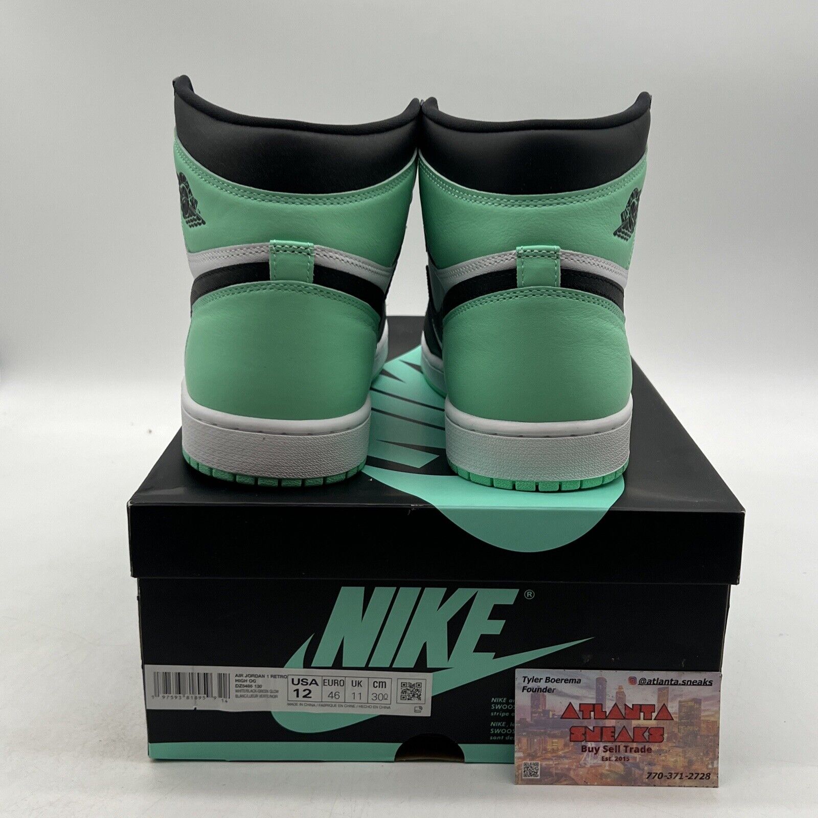 Size 12 - Air Jordan 1 Retro OG High Green Glow White Black Leather.(DZ5495-130)