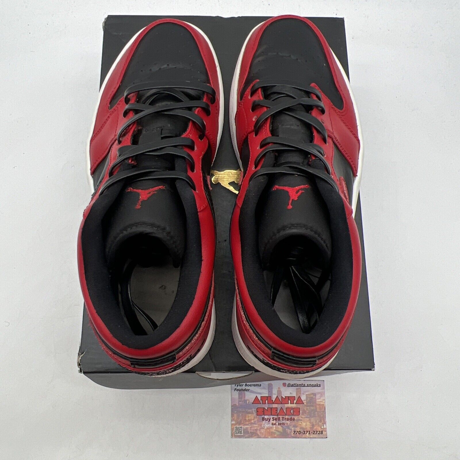 Size 8 - Air Jordan 1 Low Reverse Bred Black White Red Leather (553558-606)