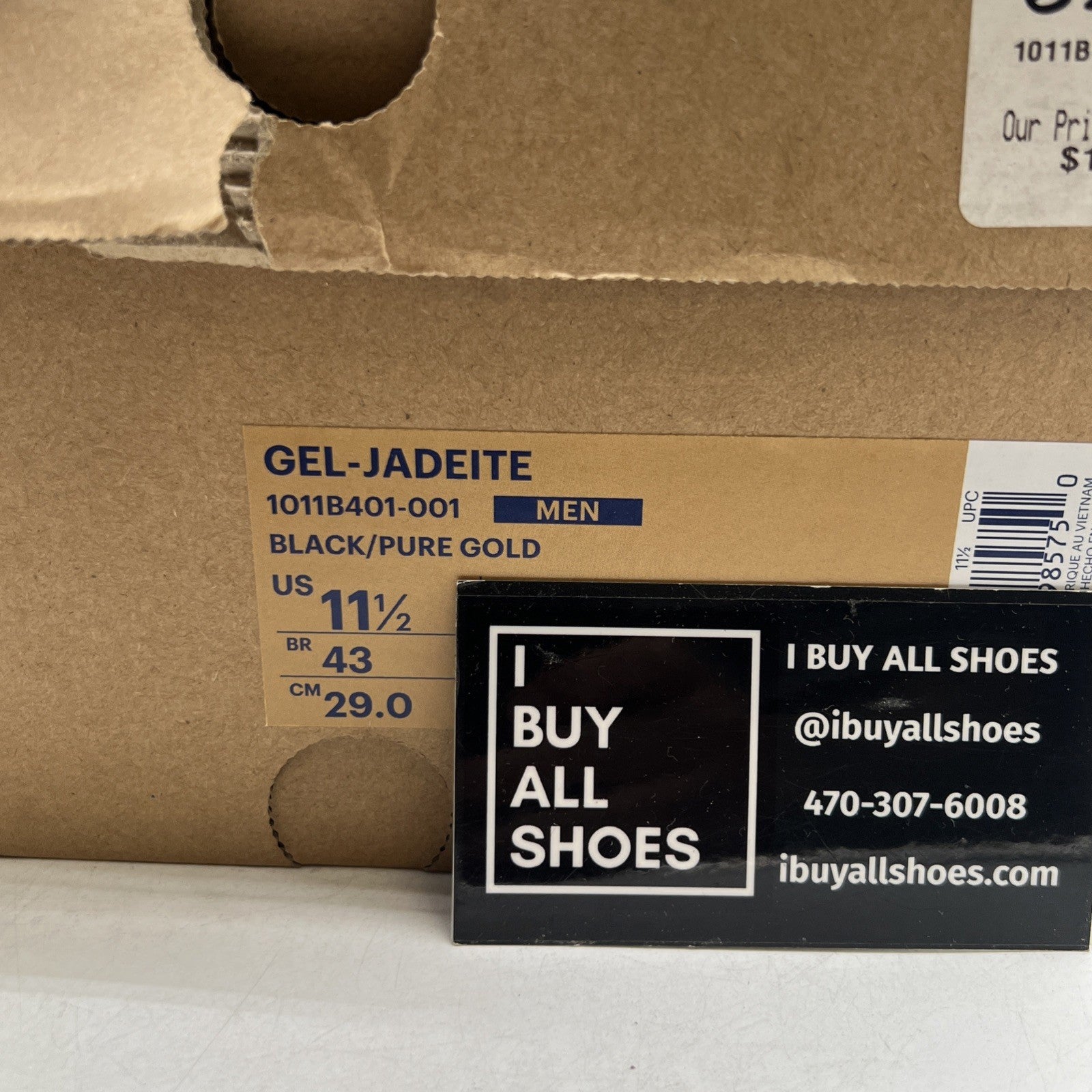 Size 11.5 - Asics Gel Jadeite Black Pure Gold (1011B401-001)