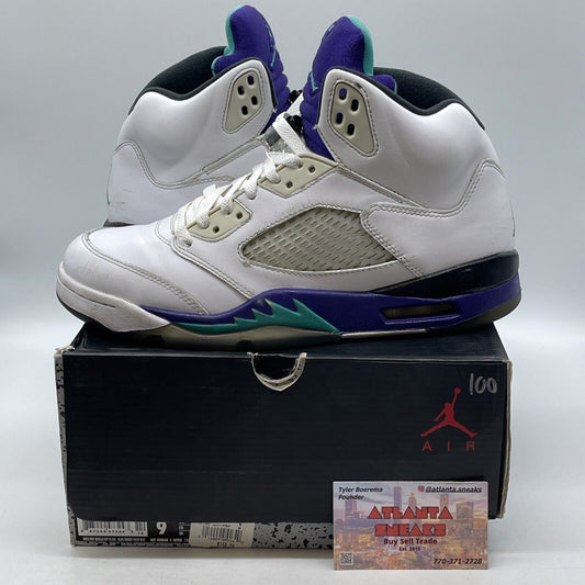 Size 9 - Jordan 5 Retro Grape 2013 White Black Purple Blue Leather (136027-108)