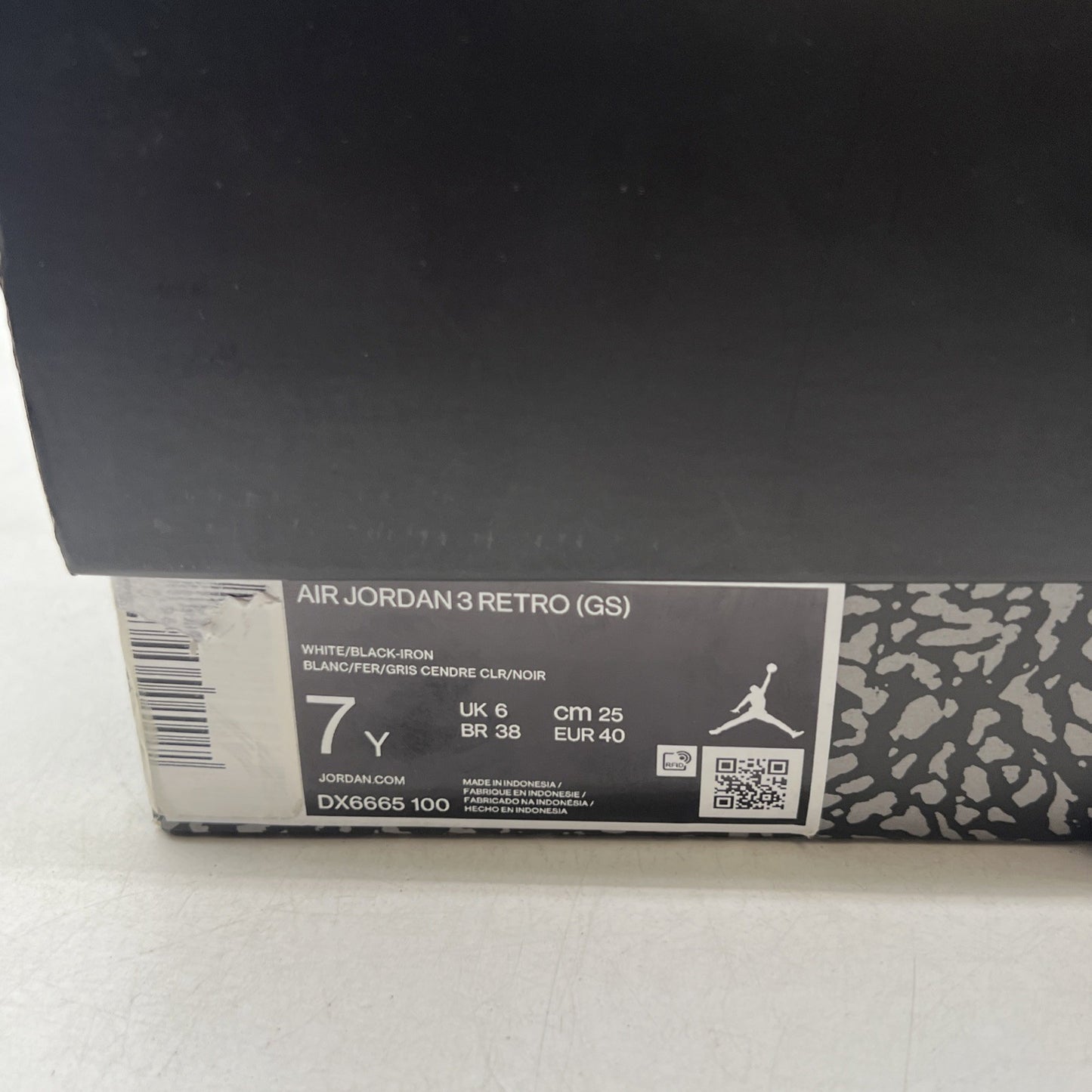 Size 7Y - Nike Air Jordan 3 Retro White/ Black-Iron (DX6665-100)