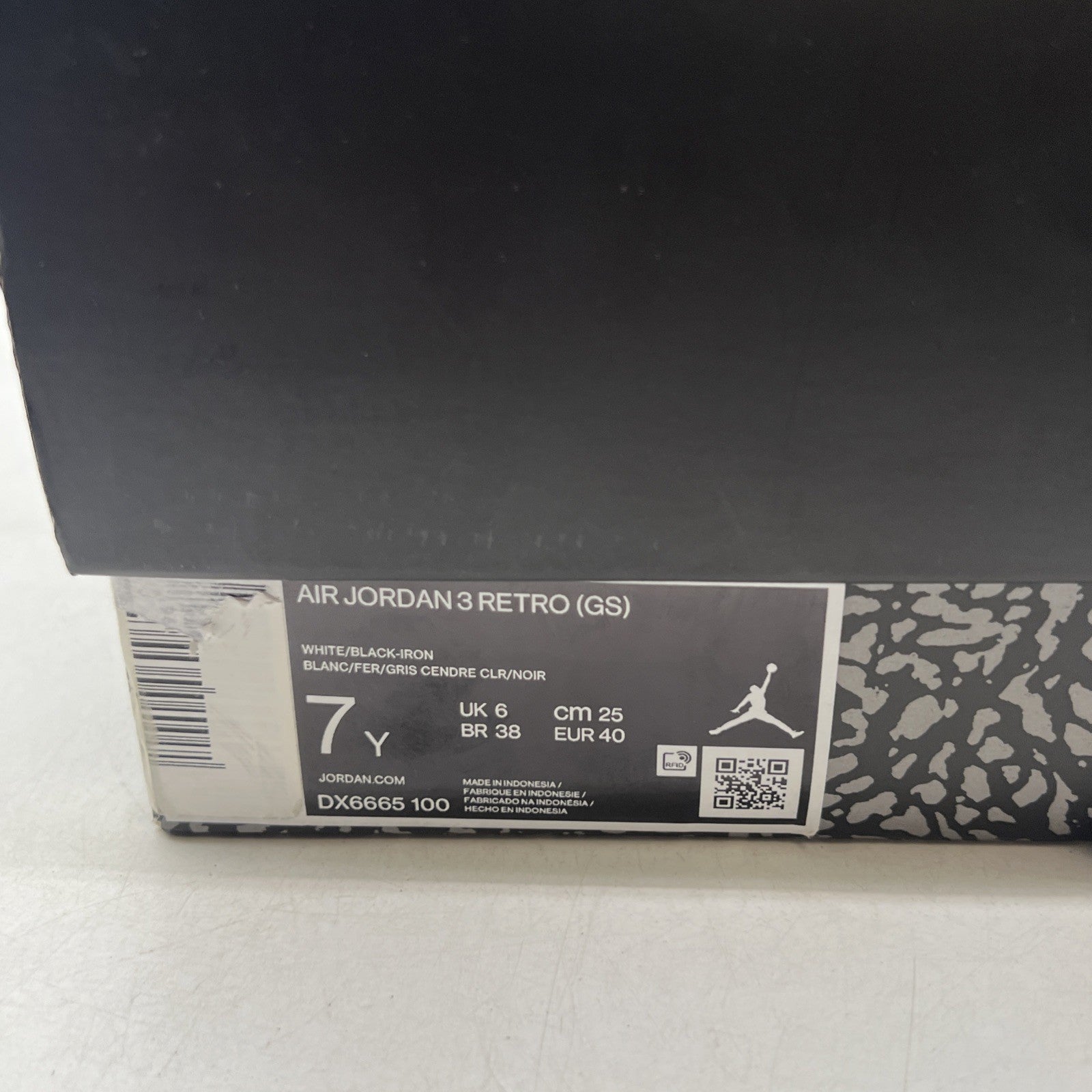 Size 7Y - Nike Air Jordan 3 Retro White/ Black-Iron (DX6665-100)