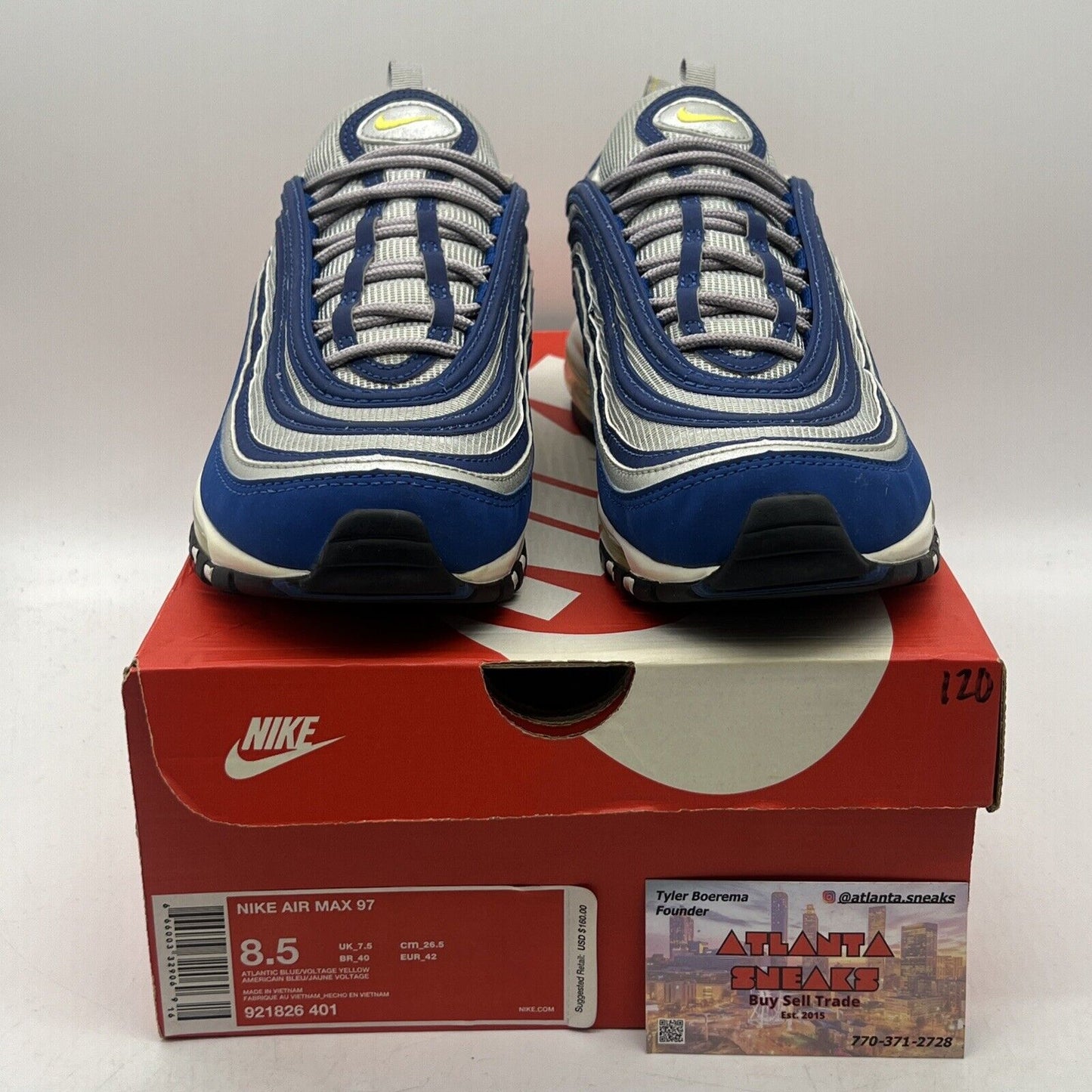 Size 8.5 - Nike Air Max 97 Atlantic Blue Grey Black (921826-401)