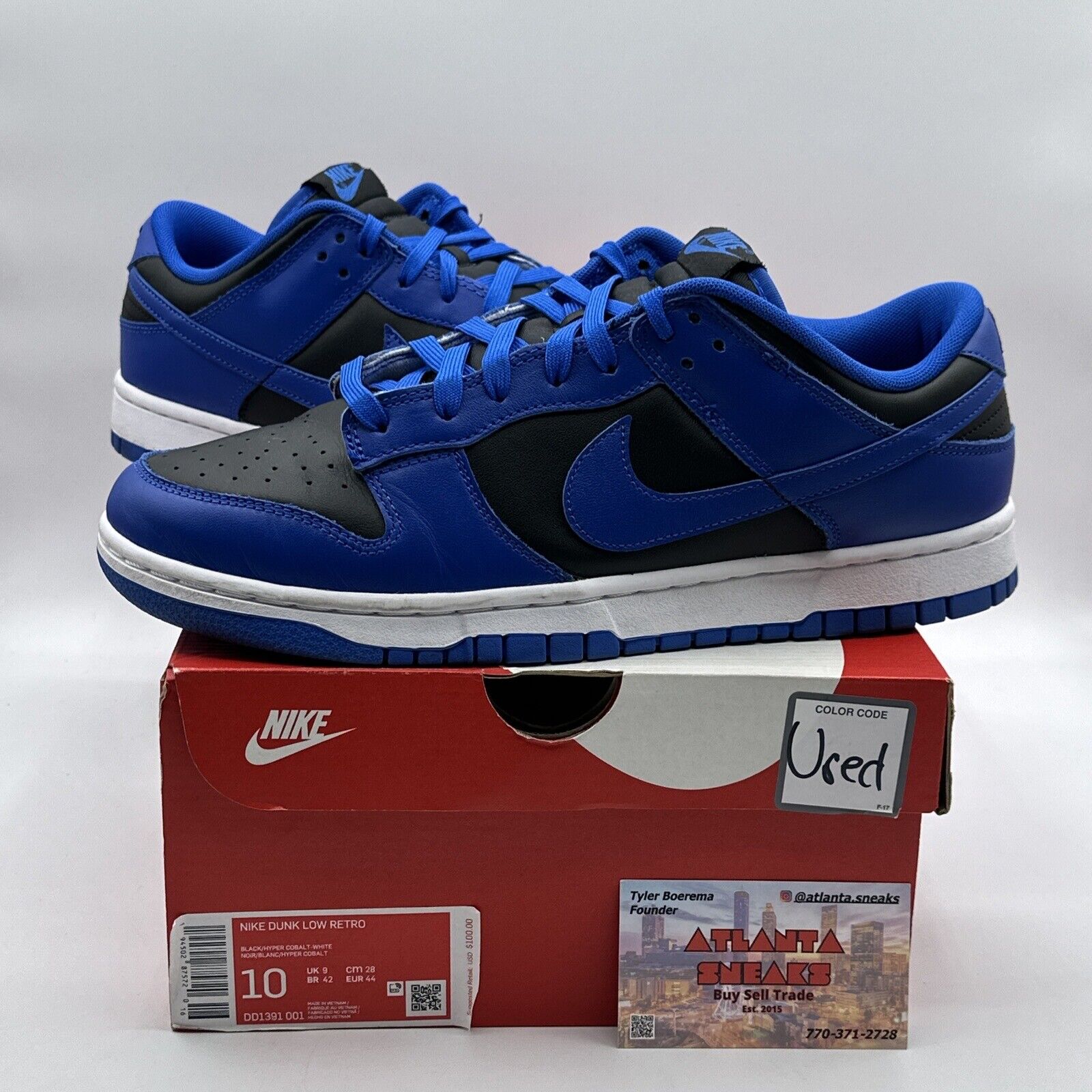 Size 10 - Nike Dunk Low Hyper Cobalt 2021 Blue Black White CIean Nice Leather Og