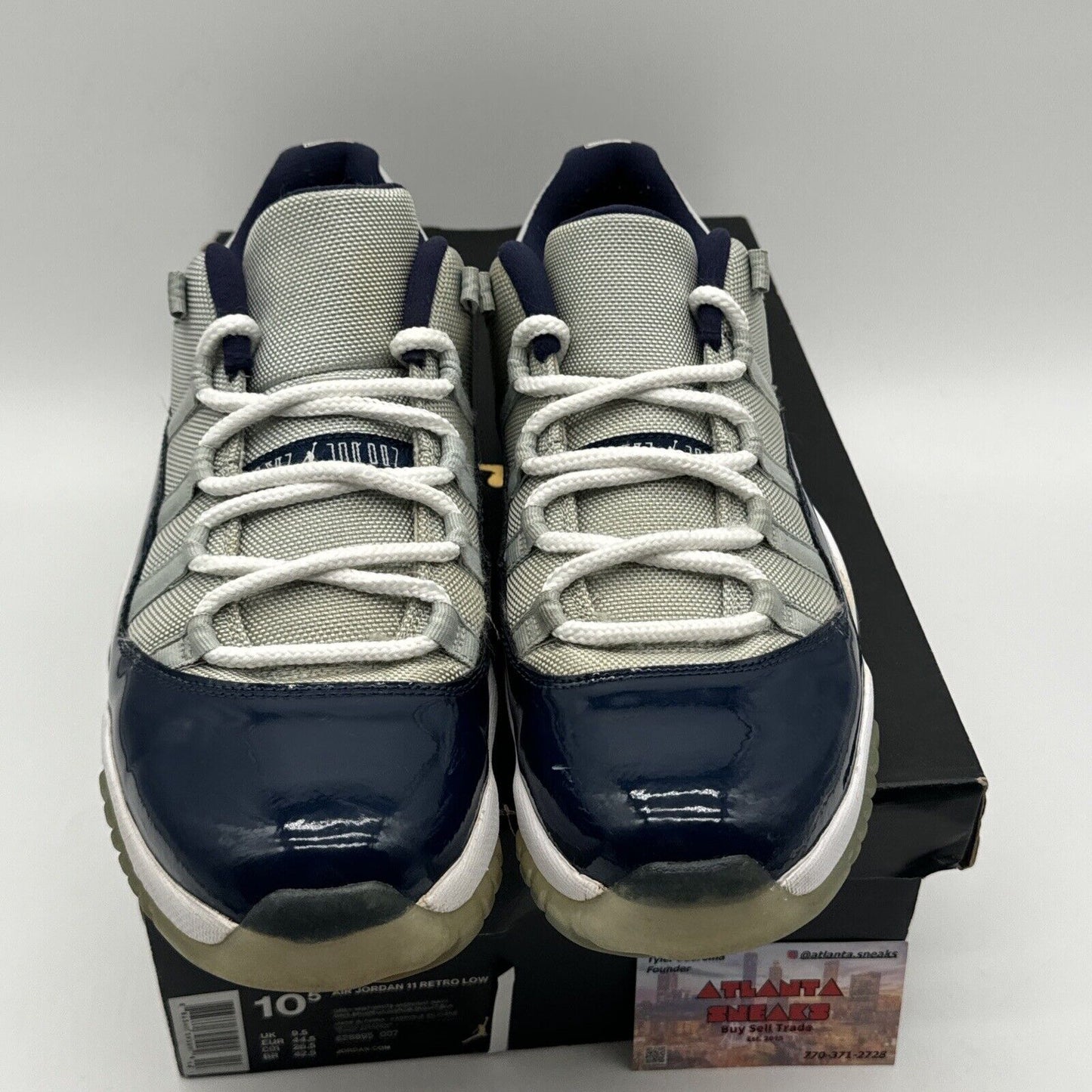 Size 10.5 - Jordan 11 Retro Low Georgetown 2015 Blue Navy Patent Grey Icy Soles