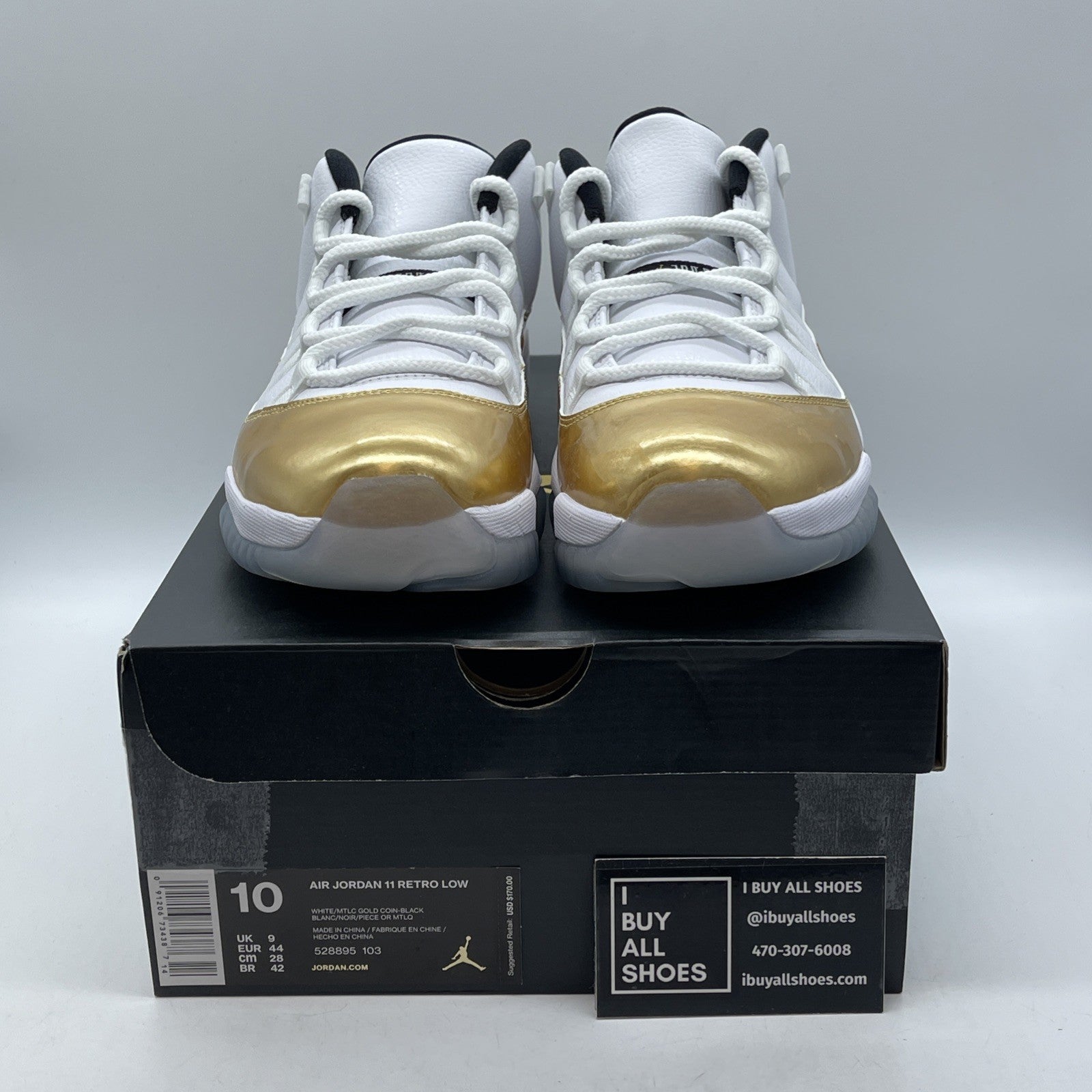 Size 10 - Air Jordan 11 Retro Low Closing Ceremony Gold White (528895-103)