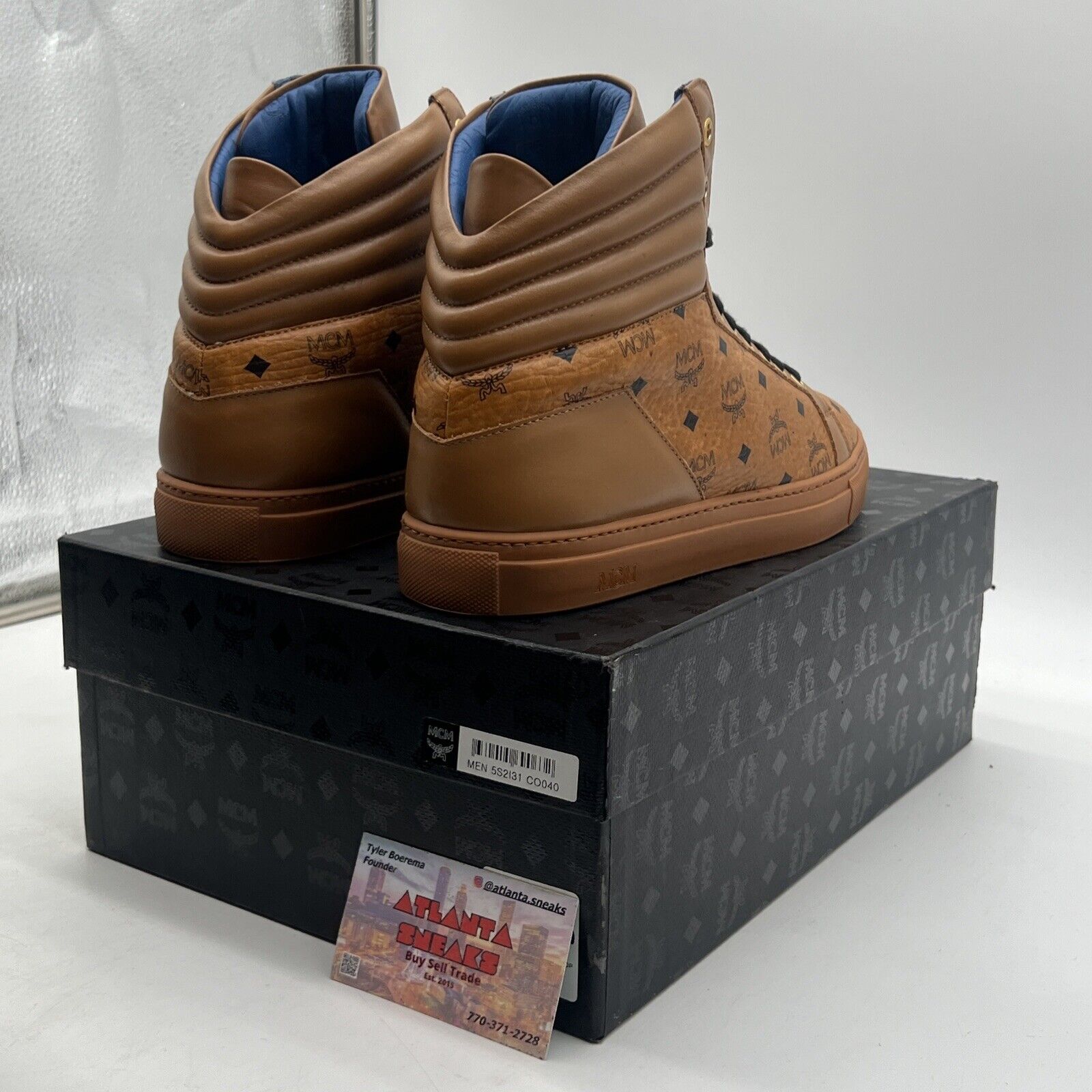 Size 7 - MCM Visetos High Top Sneakers in Honey