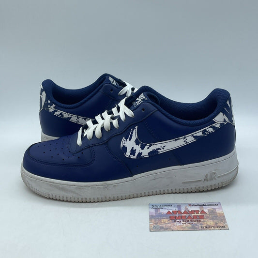 Size 10 - Nike Air Force 1 Low Camo Swoosh - Blue Void Leather (CZ7873-400)