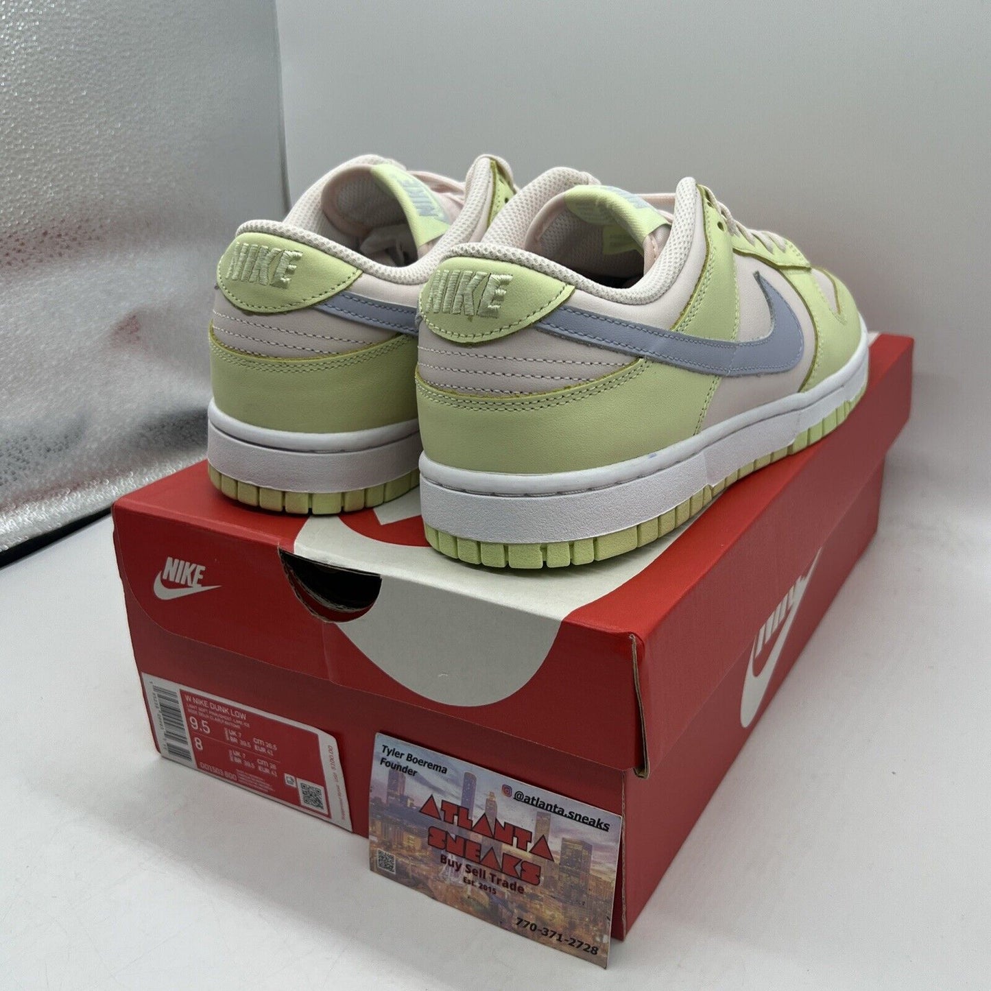 Size 9.5 - Nike Dunk Low Ghost/Light Soft Pink/Lime Ice/White Brand New Og All