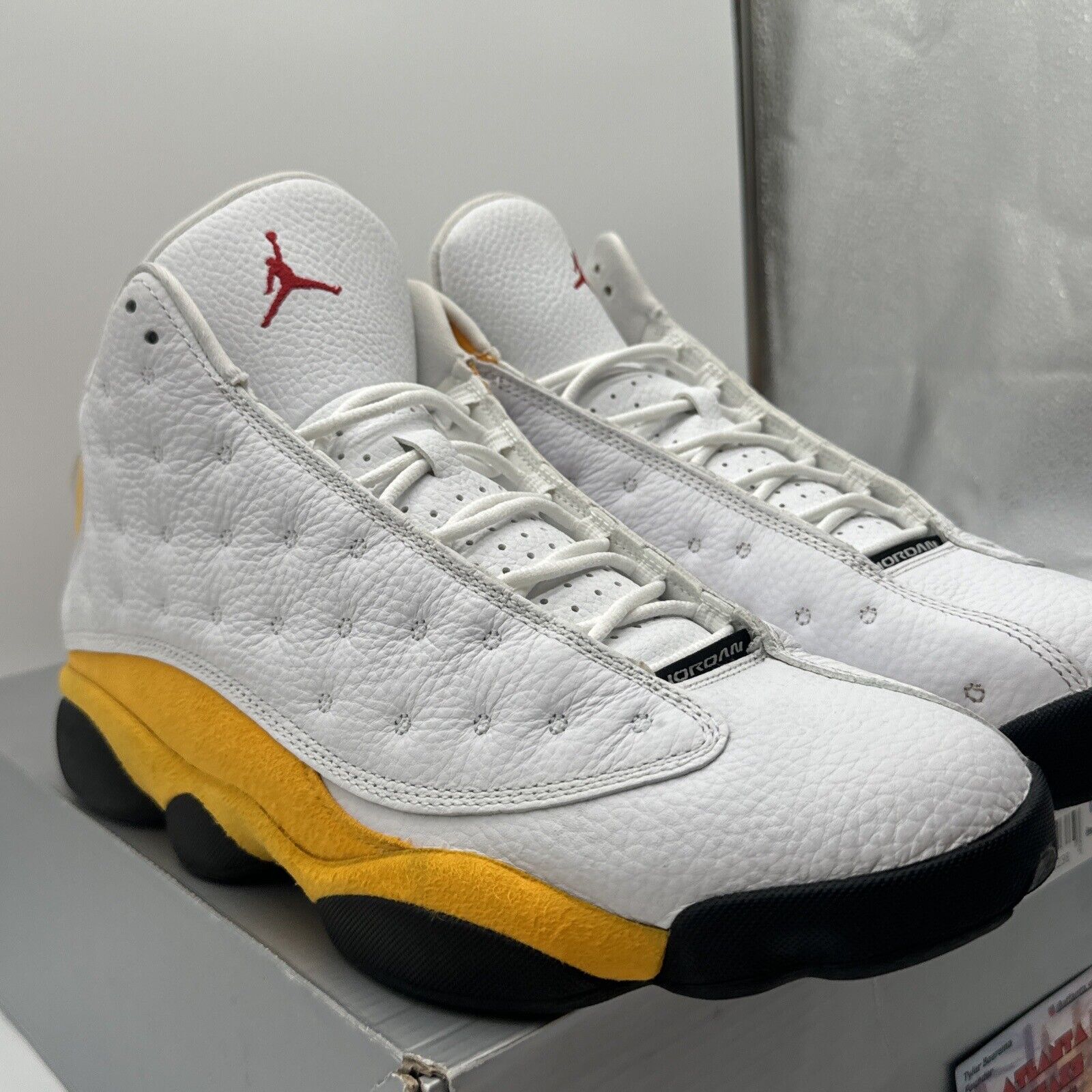 Size 13 - Jordan 13 Del Sol 2022 White Yellow Black With Box Red Logo Jumpman