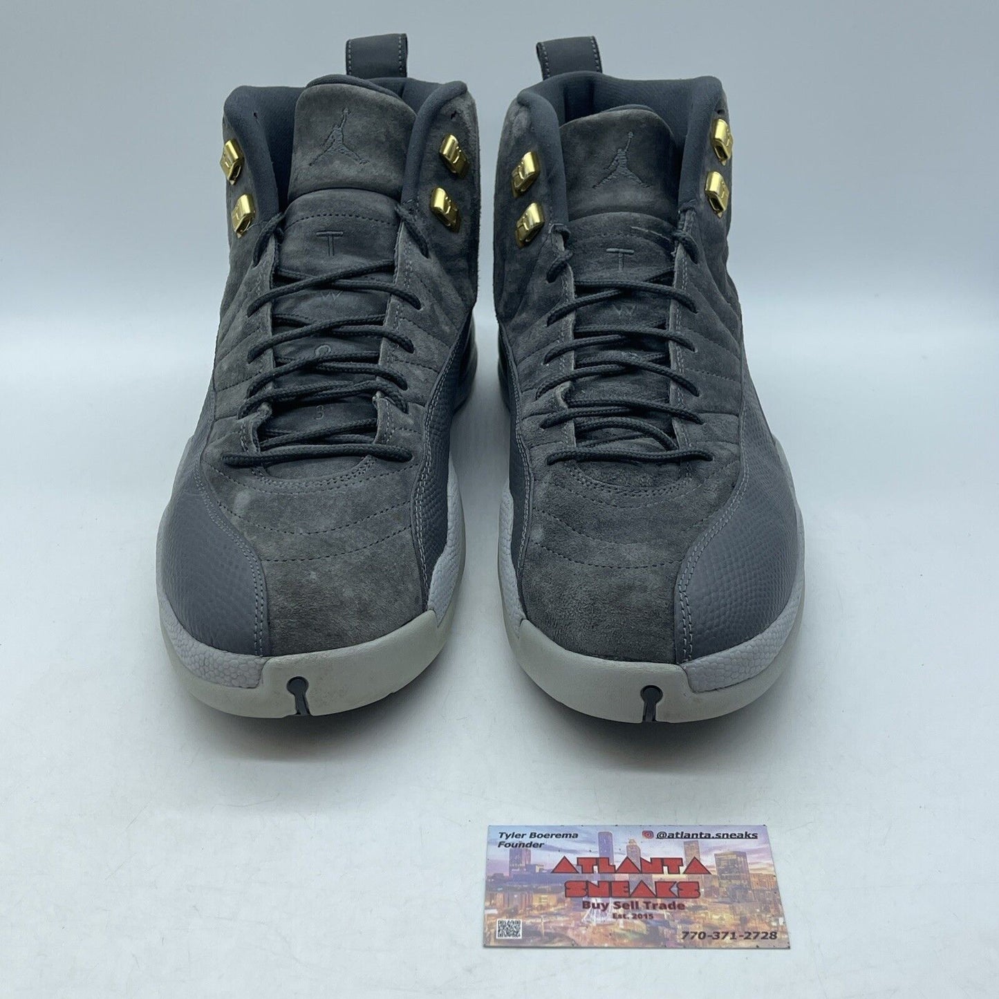 Size 14 - Air Jordan 12 Retro Dark Grey Gold Suede Leather (130690-005)