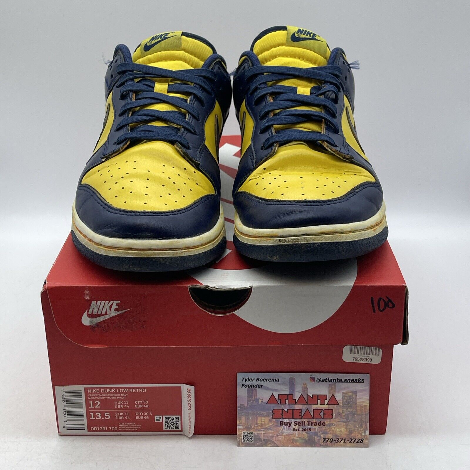 Size 12 - Nike Dunk Low Michigan 2021 Navy Yellow White Leather (DD1391-700)