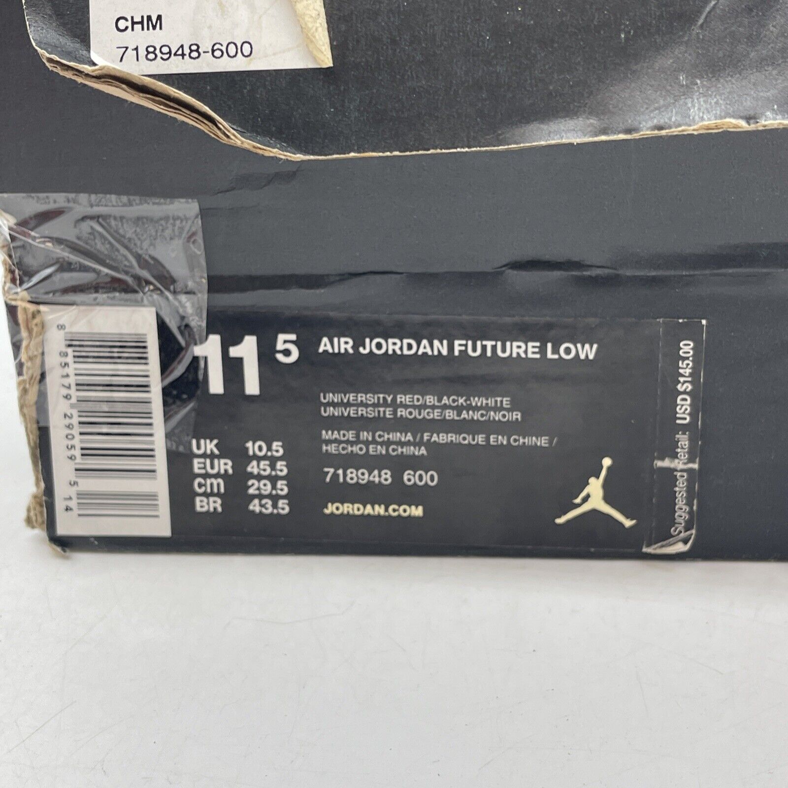 Size 11.5 - Jordan Future 3M Low University Red Black White Suede (718948-600)