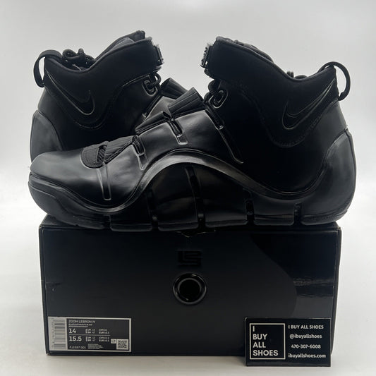 Size 14 - Nike Lebron IV 4 Mens Black Anthracite Triple Black Shoes (FJ1597-001)